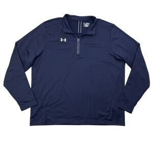 Under Armour Shirt Mens 2XL Navy Loose Qualifier Lightweight Long Sleeve Fleece